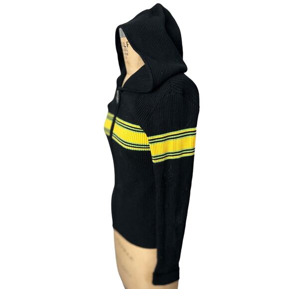 Emanuel Ungaro Liberte Ribbed Cardigan Zip Sweater with Hood Hoodie Size P - Picture 4 of 7